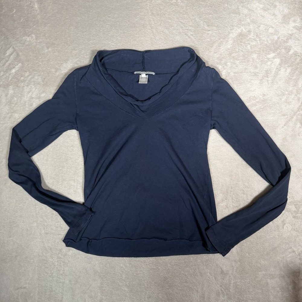 Prairie Underground Women’s M Navy Blue Cowl Neck Top Organic Cotton Made USA